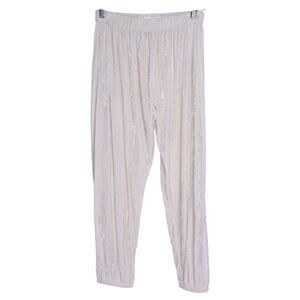FORTE_FORTE Crush Velvet Joggers Ivory Pull On Relaxed Fit Women's 0/ US 0-2